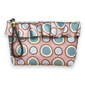 Bolsa Maggy Grande Impermeável com Folho Círculos Orgânicos Aqua Camel | Cucawik