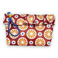 Bolsa Maggy Grande Impermeável com Folho Flores Retro Vermelho Laranja | Cucawik