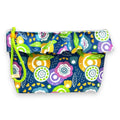 Bolsa Maggy Grande Impermeável com Folho Flores Coloridas Fundo Petróleo | Cucawik