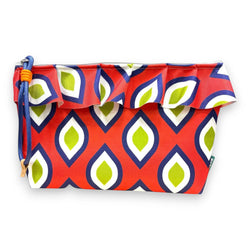 Necessaire Grande Impermeável Maggy com Folho Retro Pops Laranja Verde Azul | Cucawik