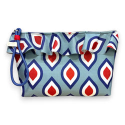 Necessaire Grande Impermeável Maggy com Folho Retro Pops Turquesa Vermelho | Cucawik