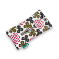 Bolsa para Óculos com Mola Cloe Trevo e Flores Folk Rosa Verde | Cucawik