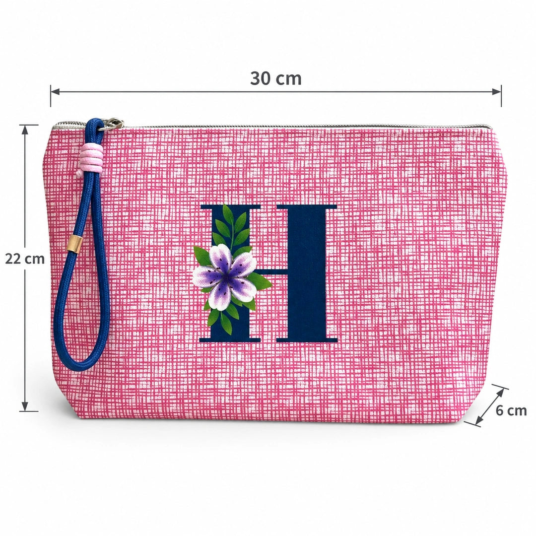 Bolsa Vera rosa letra H — medidas 30 × 22 × 6 cm