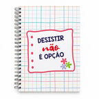 Contracapa do Caderno Argolas A5 Liso "Desistir Não é Opção"