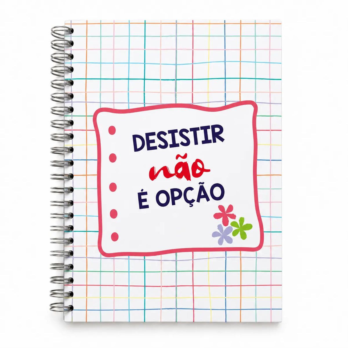 Contracapa do Caderno Argolas A5 Liso "Desistir Não é Opção"