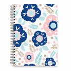 Caderno A5 com Argolas Metálicas Flores Escandinavas Azul Rosa – capa | Cucawik