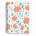 Caderno A5 com Argolas Metálicas Flores Escandinavas Salmão Azul Verde – capa | Cucawik