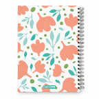 Caderno A5 com Argolas Metálicas Flores Escandinavas Salmão Azul Verde – contracapa | Cucawik