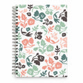 Caderno A5 com Argolas Metálicas Flores Silvestres Verde Rosa Castanho – capa | Cucawik
