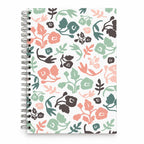 Caderno A5 com Argolas Metálicas Flores Silvestres Verde Rosa Castanho – capa | Cucawik