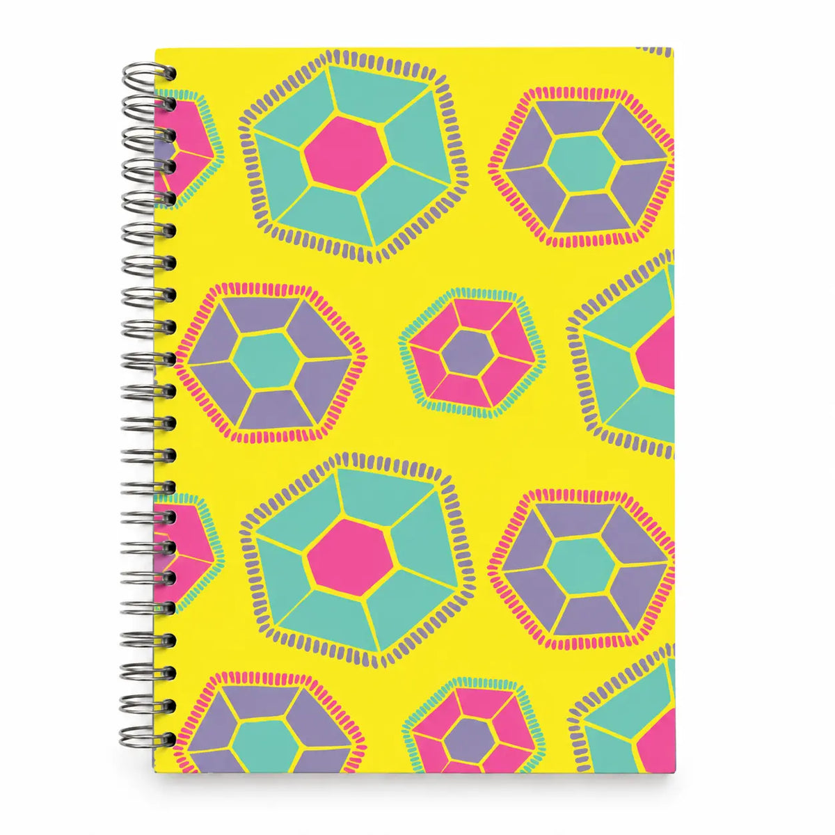 Caderno A5 com Argolas Metálicas Memphis Celular Amarelo Colorido – capa | Cucawik
