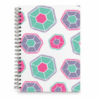 Caderno A5 com Argolas Metálicas Memphis Celular Verde Rosa Roxo – capa | Cucawik