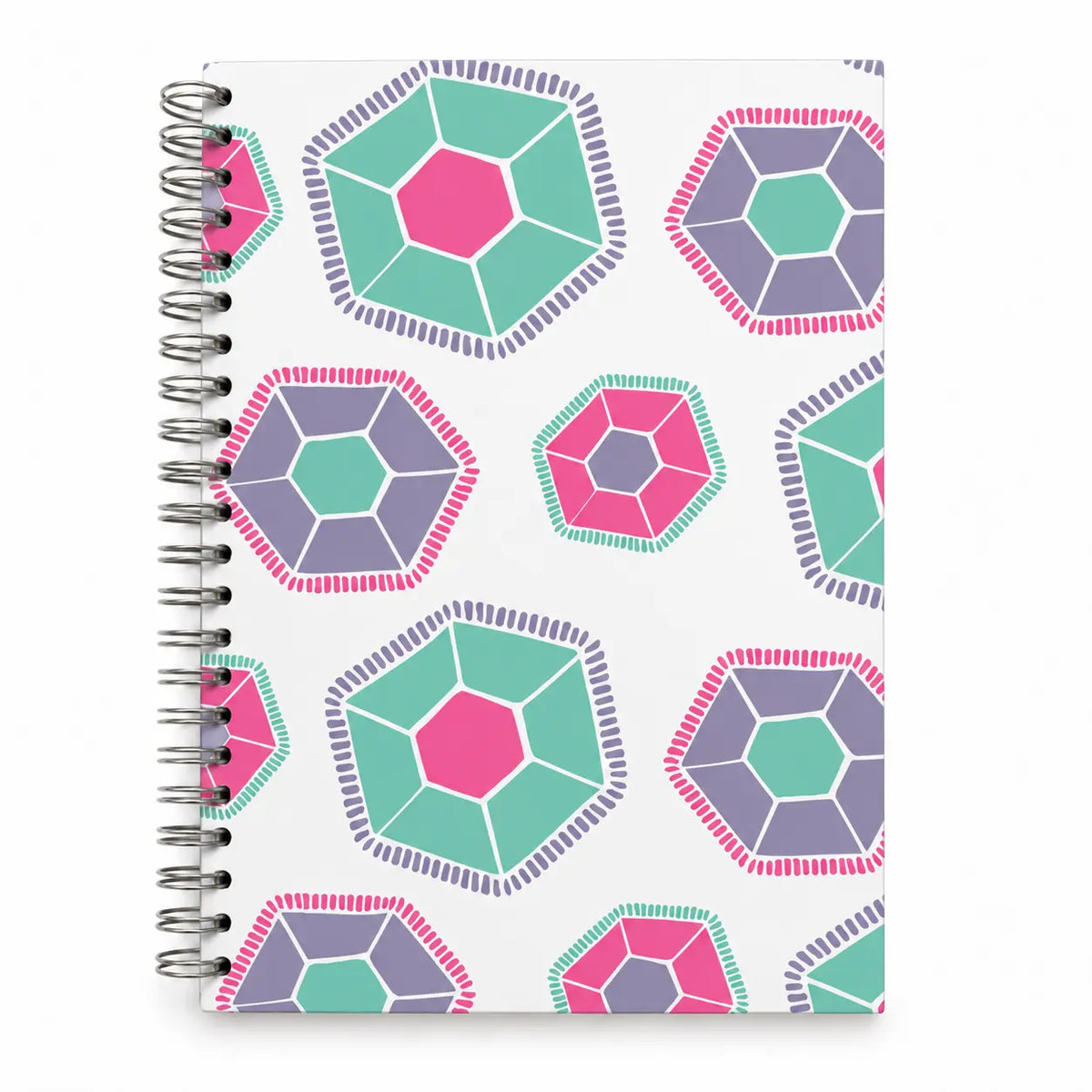 Caderno A5 com Argolas Metálicas Memphis Celular Verde Rosa Roxo – capa | Cucawik