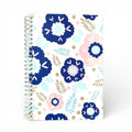 Caderno A5 Pautado com Argolas Metálicas Flores Escandinavas Azul Rosa | Cucawik