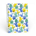 Caderno A5 Pautado com Argolas Metálicas Plantas Catos Azul Verde Amarelo | Cucawik