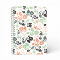 Caderno A5 Pautado com Argolas Metálicas Flores Silvestres Verde Rosa Castanho | Cucawik