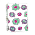 Caderno A5 Pautado com Argolas Metálicas Memphis Celular Verde Rosa Roxo | Cucawik