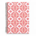 Caderno A5 com Argolas Metálicas Nós Corda Salmão Branco Rosa – capa | Cucawik