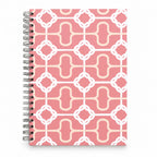 Caderno A5 com Argolas Metálicas Nós Corda Salmão Branco Rosa – capa | Cucawik
