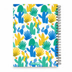 Caderno A5 com Argolas Metálicas Plantas Catos Azul Verde Amarelo – contracapa | Cucawik