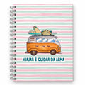 Caderno Argolas A5 Liso "Viajar é Cuidar da Alma"