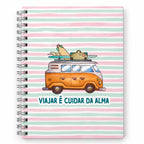 Caderno Argolas A5 Liso "Viajar é Cuidar da Alma"