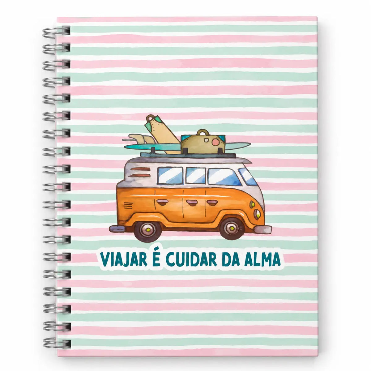 Caderno Argolas A5 Liso "Viajar é Cuidar da Alma"