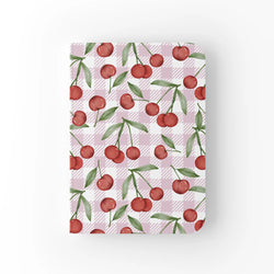 Caderno Bloom Bullet A5 Cerejas do Fundão Fundo Xadrez Rosa | Cucawik