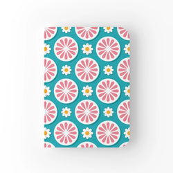 Caderno Bloom Bullet A5 Flores Retro Turquesa Rosa | Cucawik