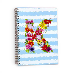 Caderno Argolas A5 com Letra K de Flores | Cucawik