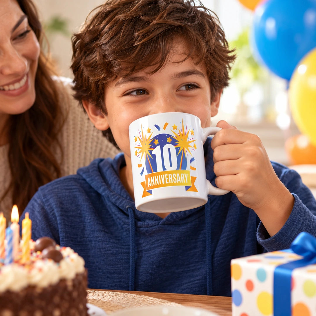 Caneca de Cerâmica 10 Anos de Aniversário em utilização | Cucawik