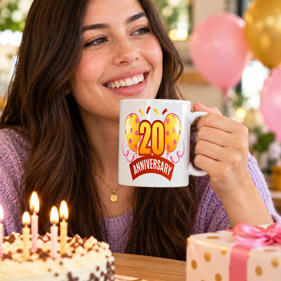 Caneca de Cerâmica 20 Anos de Aniversário em utilização | Cucawik