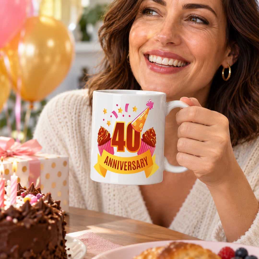 Caneca de Cerâmica 40 Anos de Aniversário em utilização | Cucawik