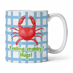 Caneca de Cerâmica com Frase "Feeling Crabby? Hugs!" | Cucawik