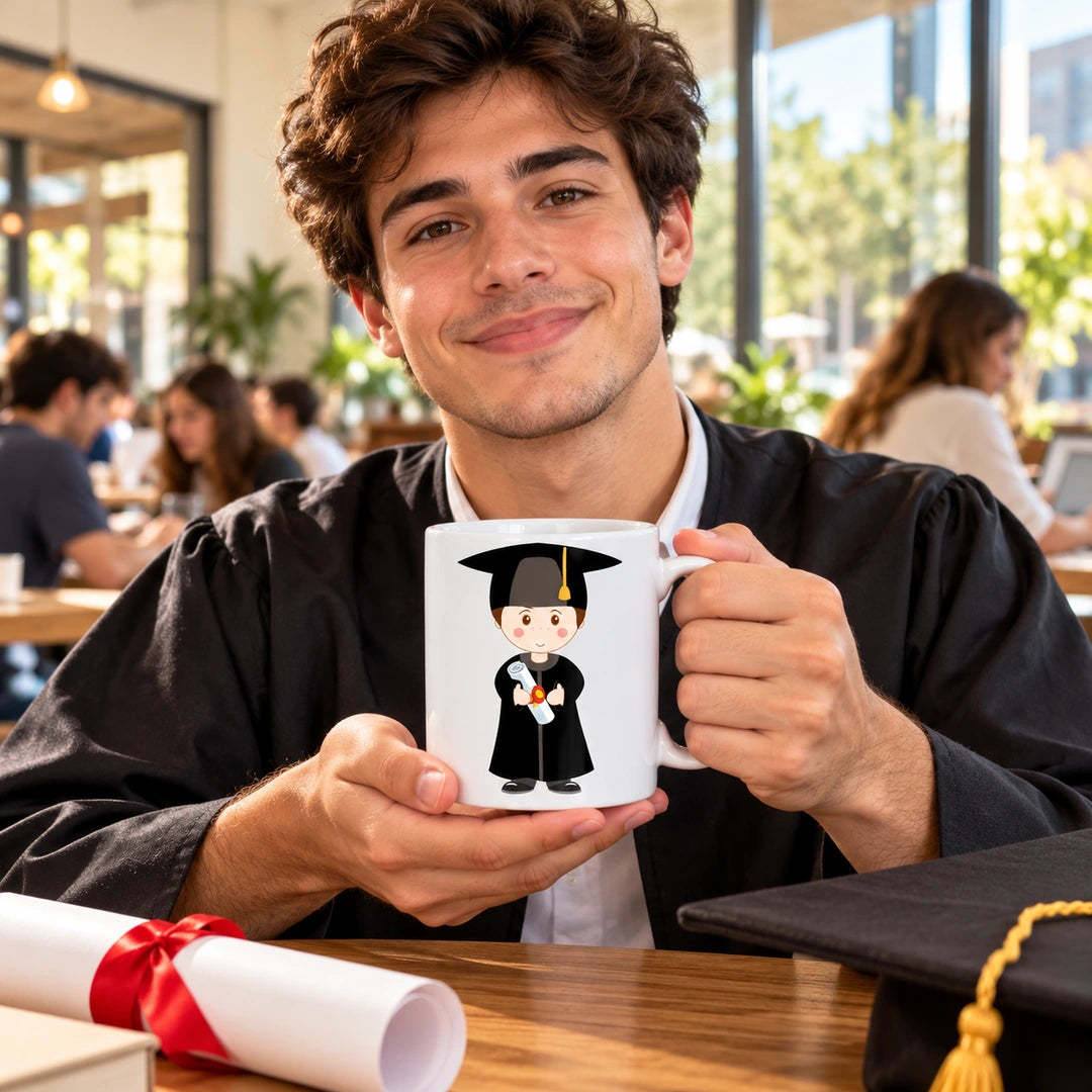 Caneca de Cerâmica Finalista Homem em utilização | Cucawik