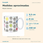 Caneca de Cerâmica Maçãs Coloridas — Medidas | Cucawik