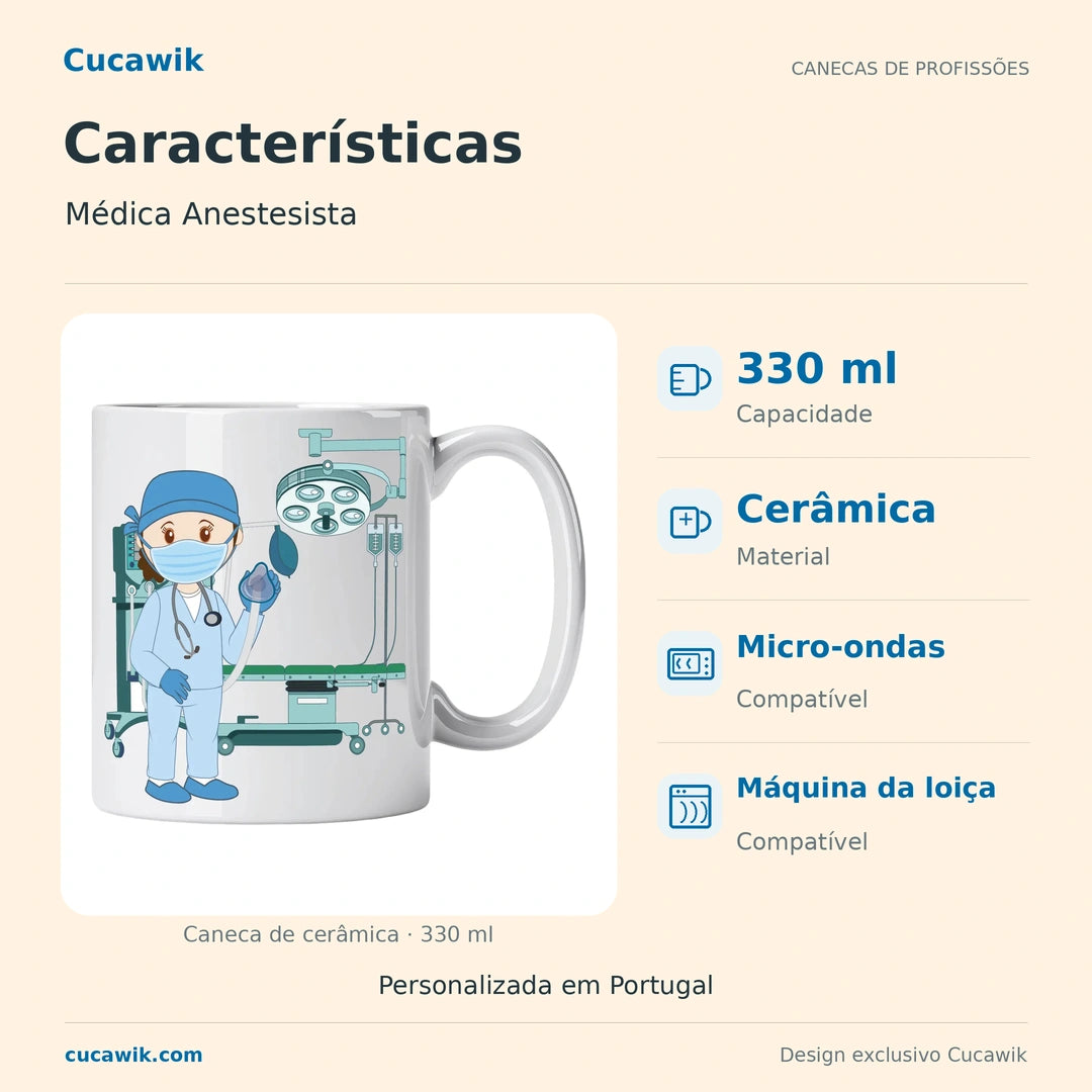 Caneca de Cerâmica Médica Anestesista — Características | Cucawik