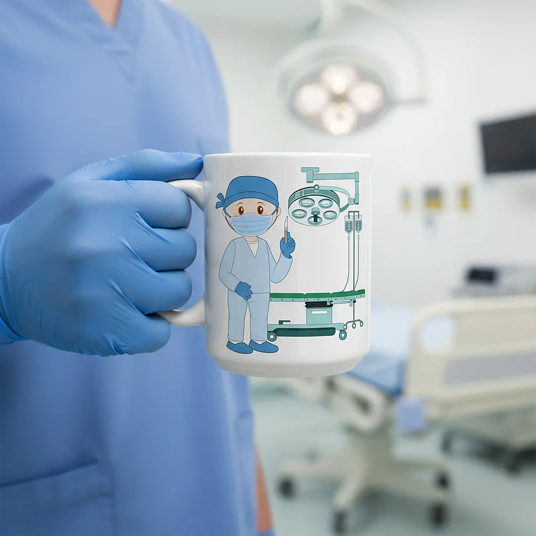 Caneca de Cerâmica Médico Cirurgião — em utilização