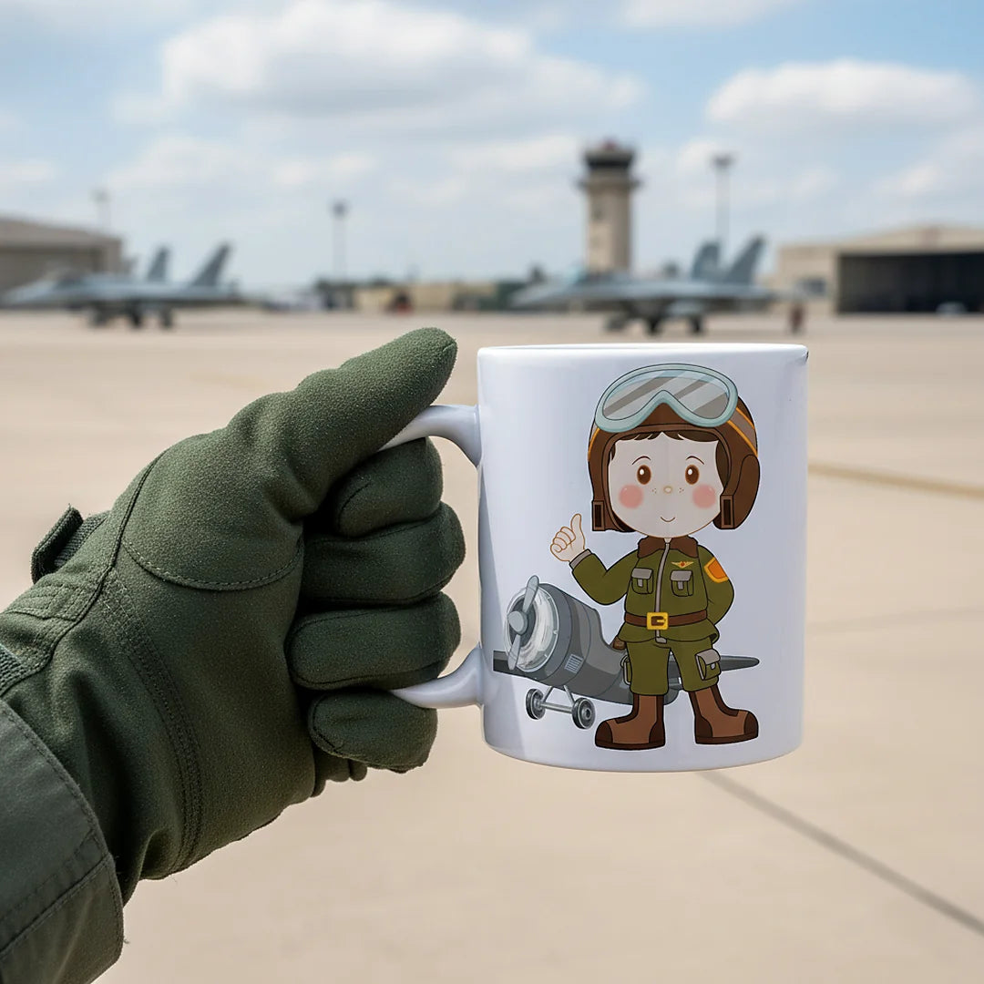 Caneca de Cerâmica Piloto da Força Aérea — em utilização