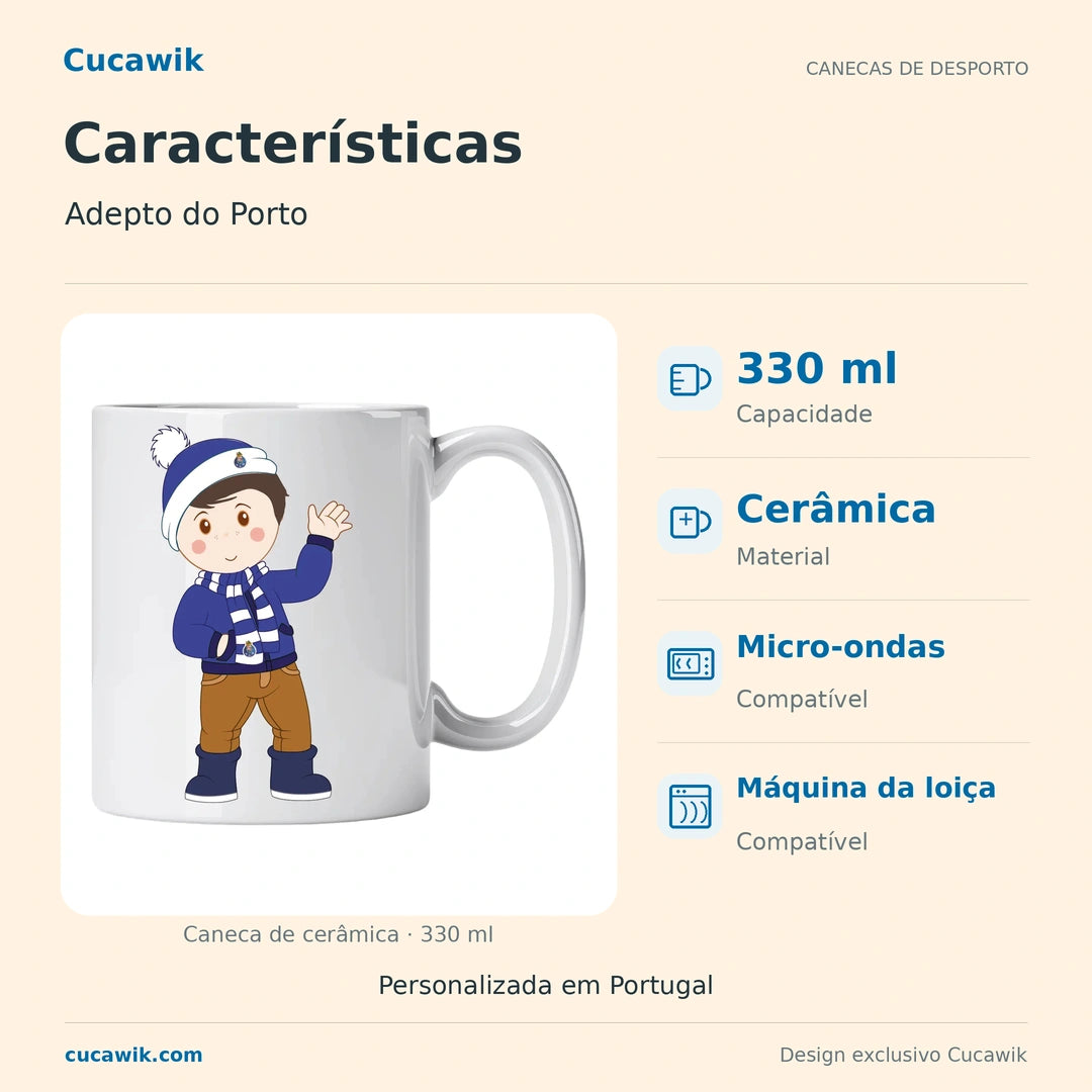 Caneca de Cerâmica Adepto do Porto — Características | Cucawik