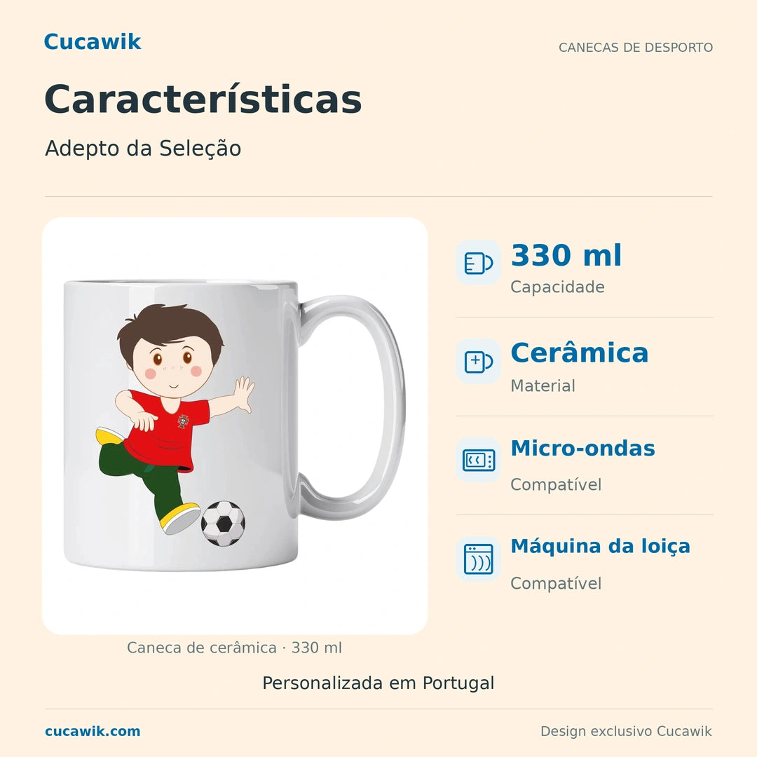 Caneca de Cerâmica Adepto da Seleção — Características | Cucawik