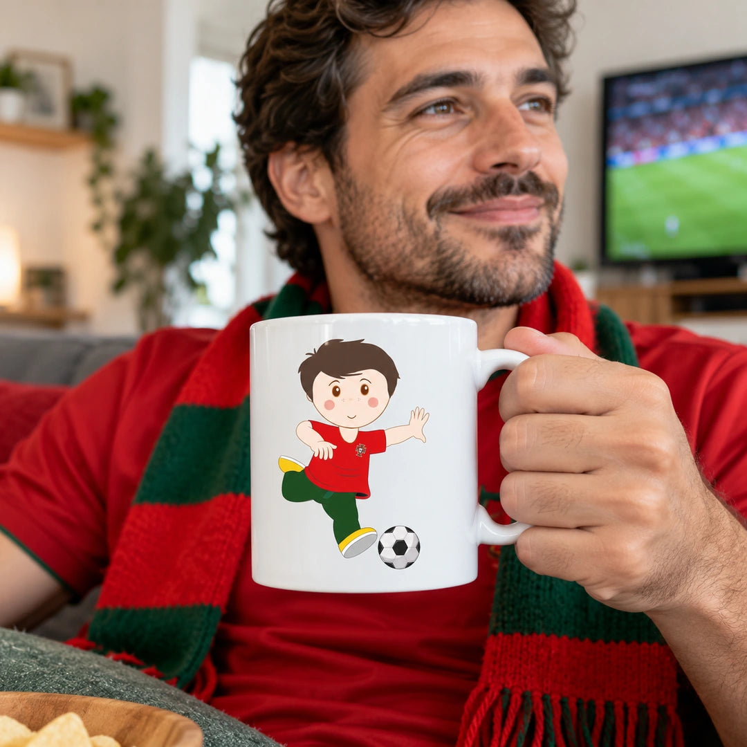 Caneca de Cerâmica Adepto da Seleção em utilização | Cucawik