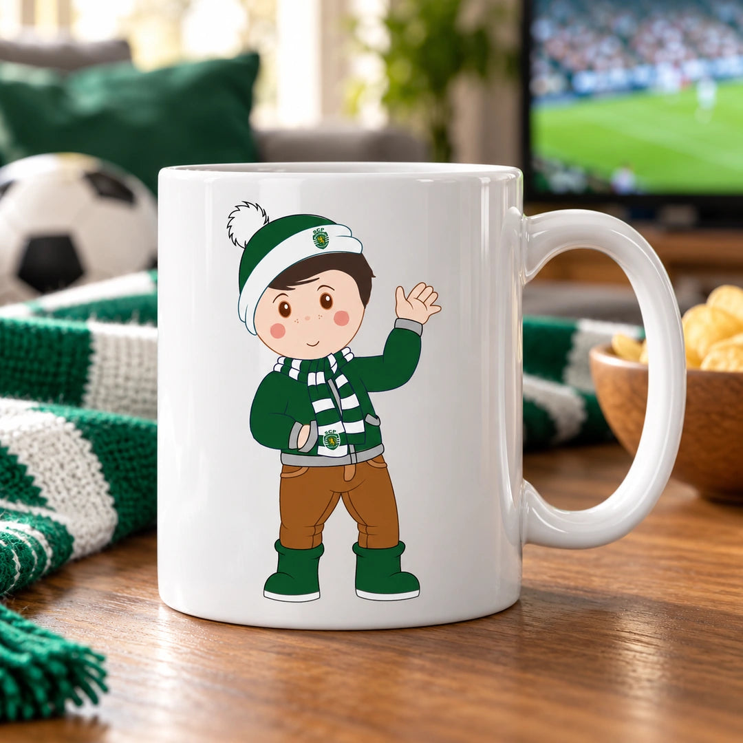 Caneca de Cerâmica Adepto do Sporting em ambiente lifestyle | Cucawik