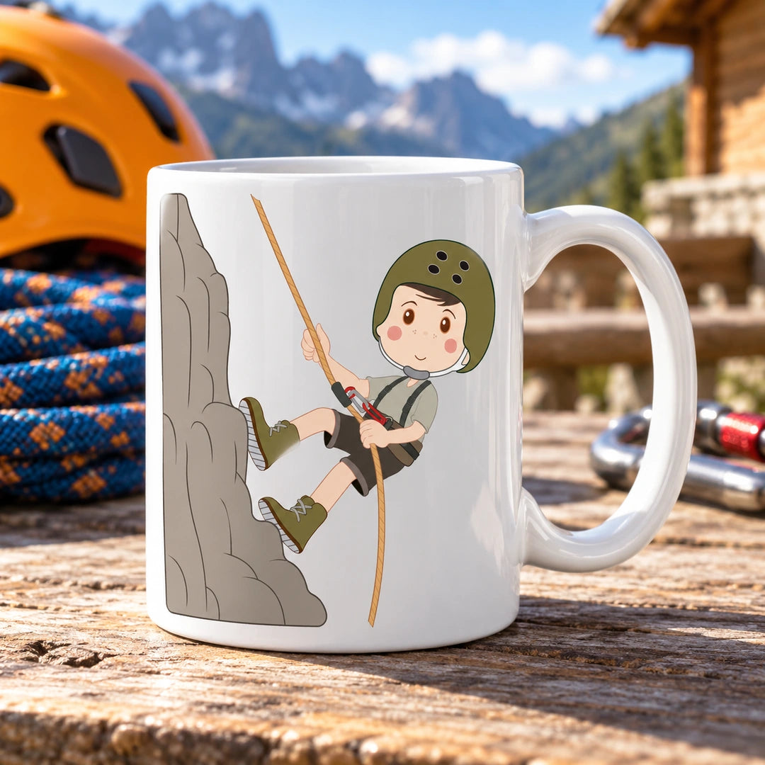 Caneca de Cerâmica Alpinista Homem em ambiente lifestyle | Cucawik