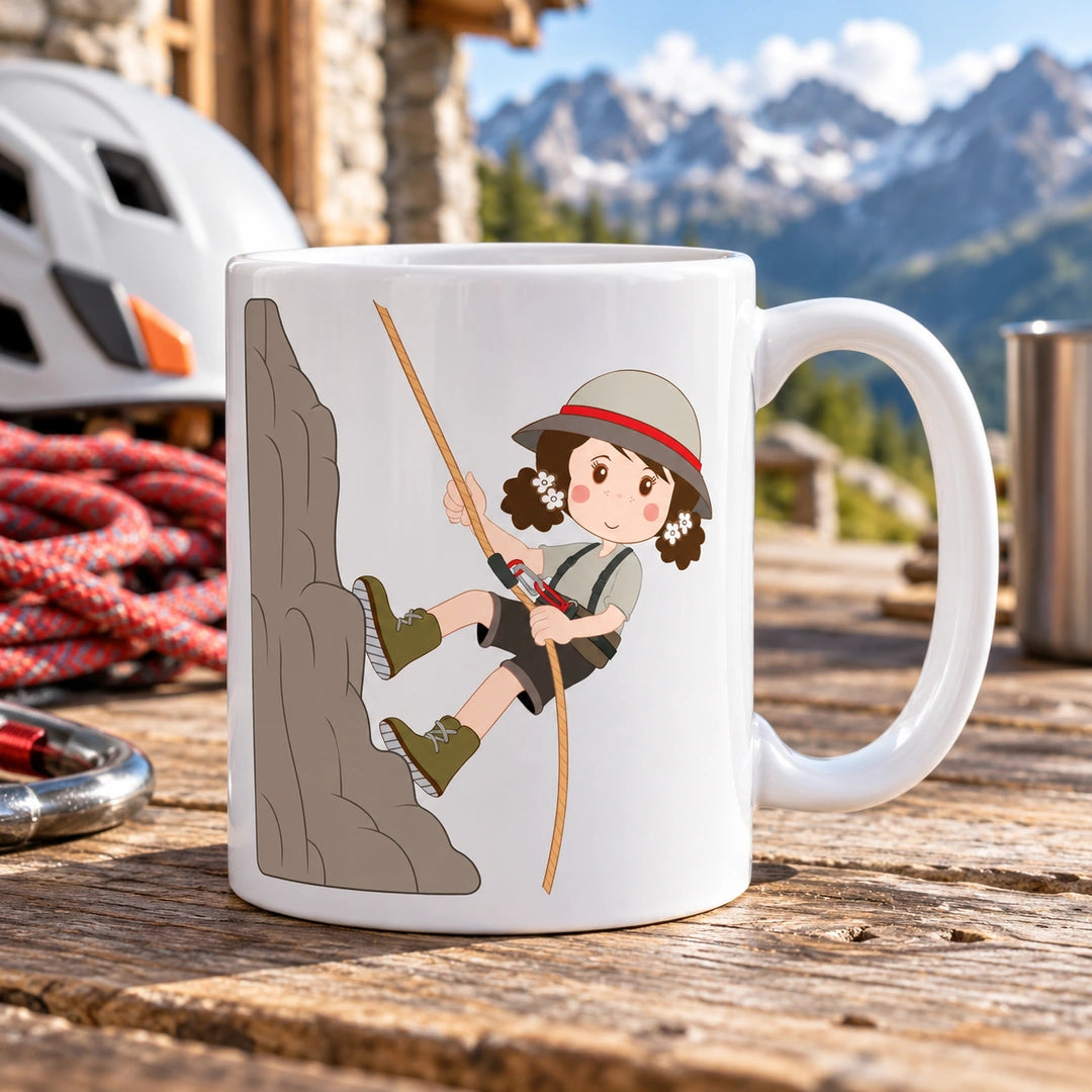 Caneca de Cerâmica Alpinista Mulher em ambiente lifestyle | Cucawik