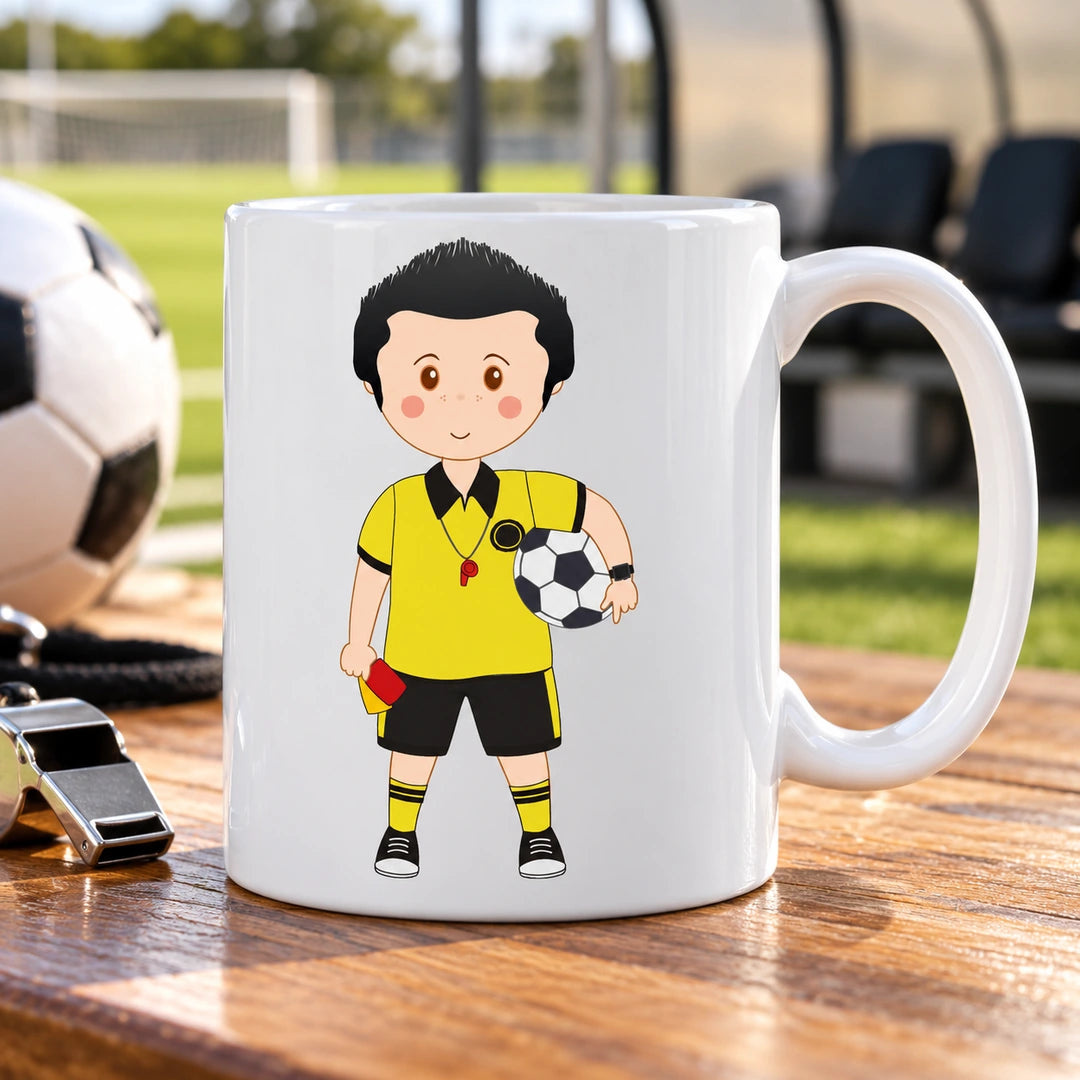 Caneca de Cerâmica Árbitro de Futebol em ambiente lifestyle | Cucawik