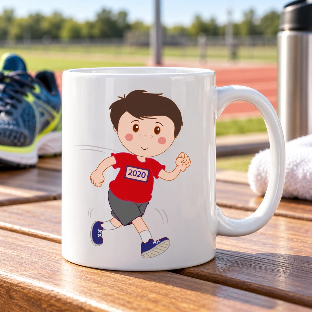 Caneca de Cerâmica Atleta de Atletismo Homem em ambiente lifestyle | Cucawik