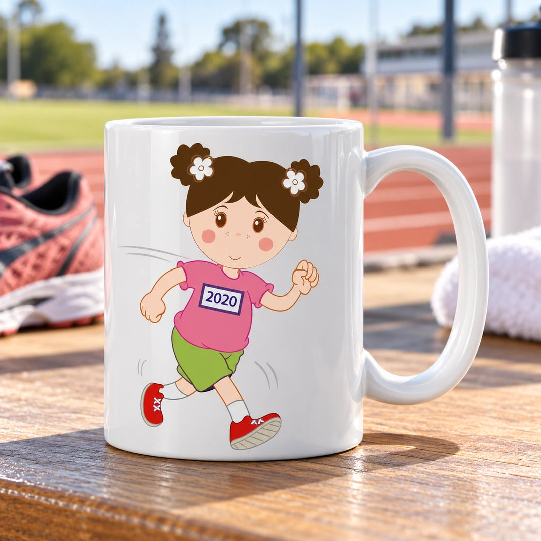 Caneca de Cerâmica Atleta de Atletismo Mulher em ambiente lifestyle | Cucawik
