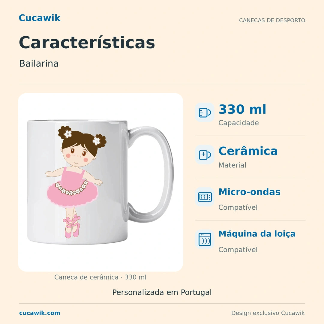 Caneca de Cerâmica Bailarina — Características | Cucawik