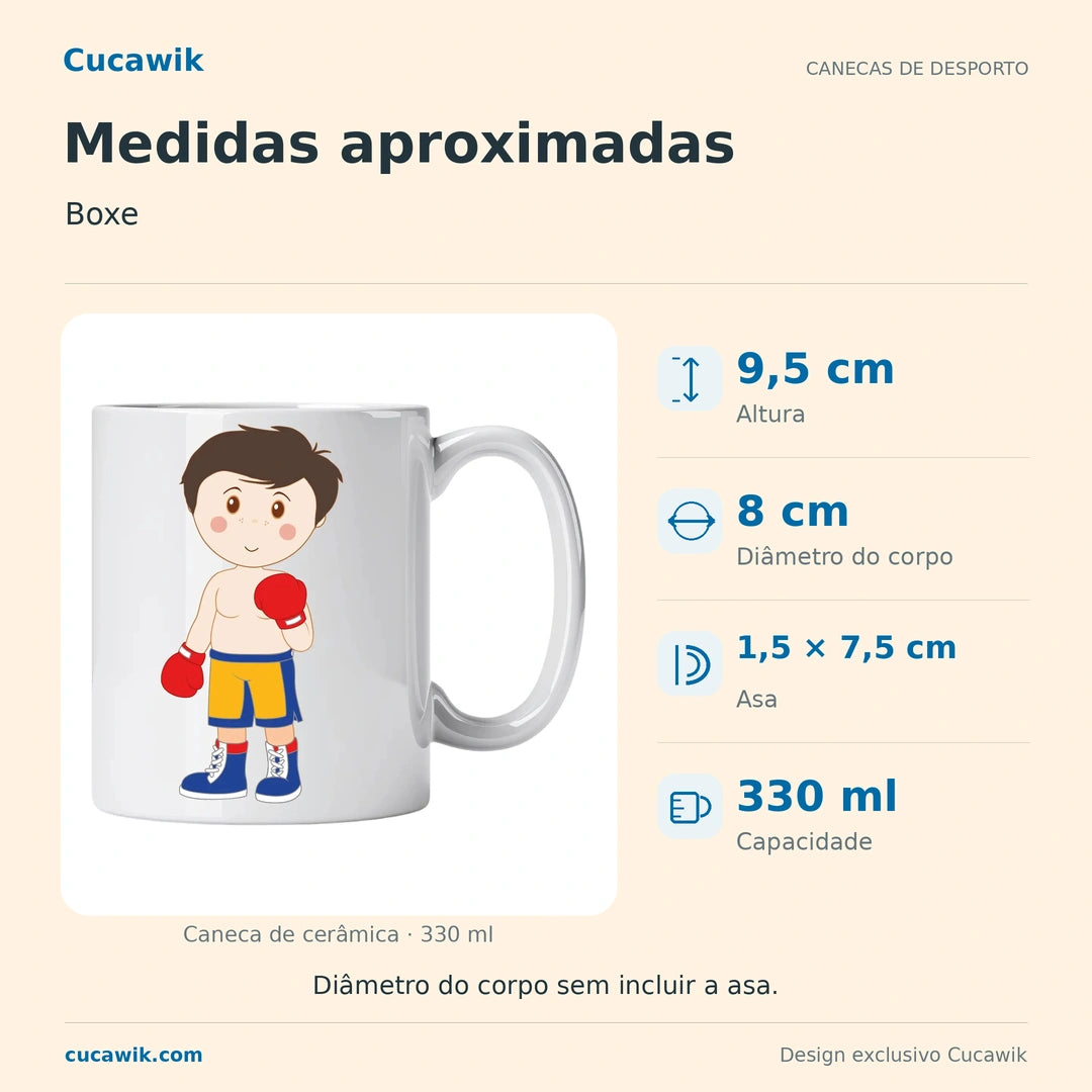 Caneca de Cerâmica Boxe — Medidas aproximadas | Cucawik